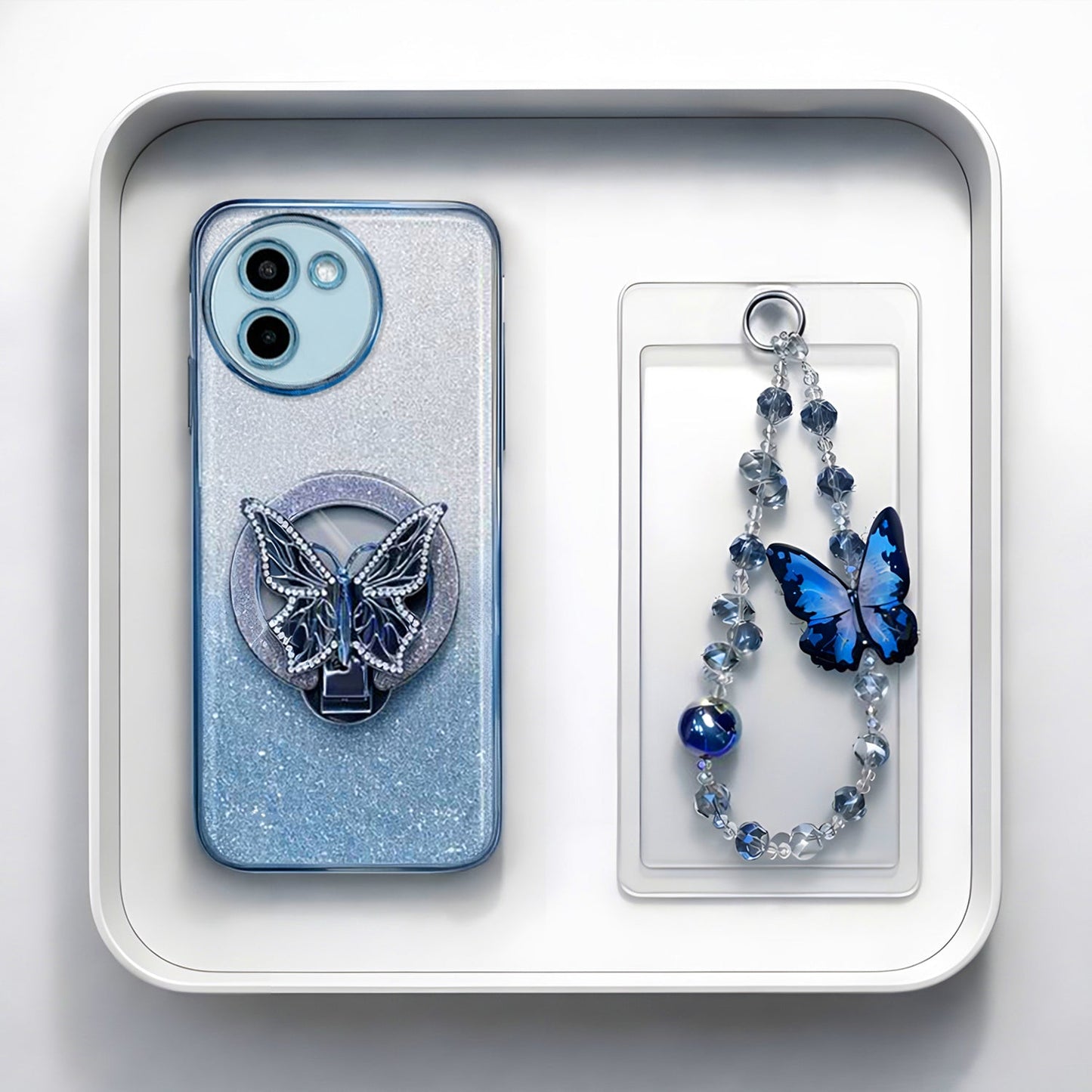 Vivo T3x 5G Stunning Shimmer Electroplating Butterfly Stand Charm Case