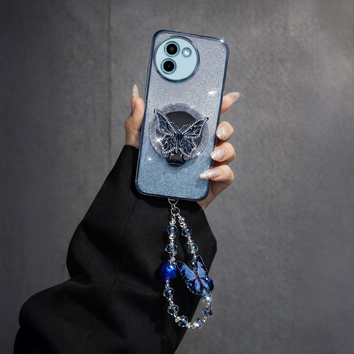 Vivo T3x 5G Stunning Shimmer Electroplating Butterfly Stand Charm Case