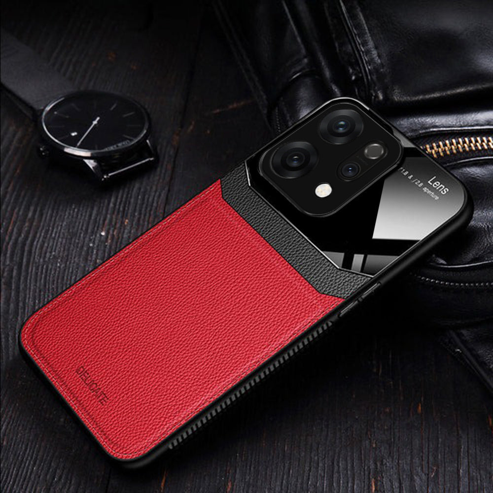 Black leather lens protection case for Oppo Reno 14 5G